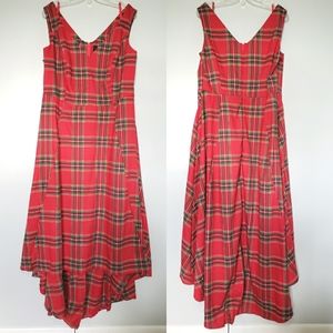 Modcloth x Collectif Isabella Rebel Red Plaid Check High Low Maxi Dress 14/16